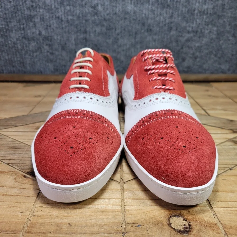 Allen Edmonds CUSTOM Strand Sneaker Mens 9 D Two Tone Red White Suede‎ Brogue